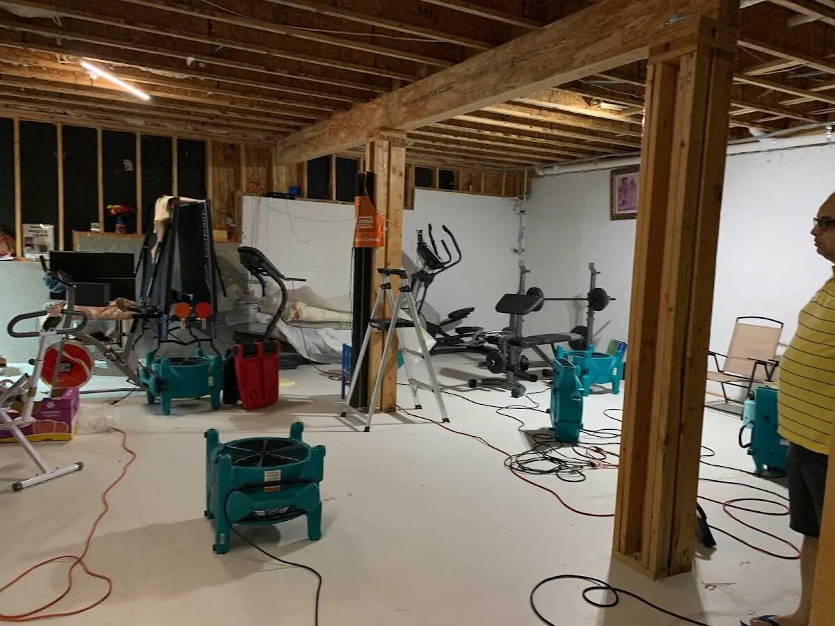Basement drying equipment setup for Structural Drying in Killingly